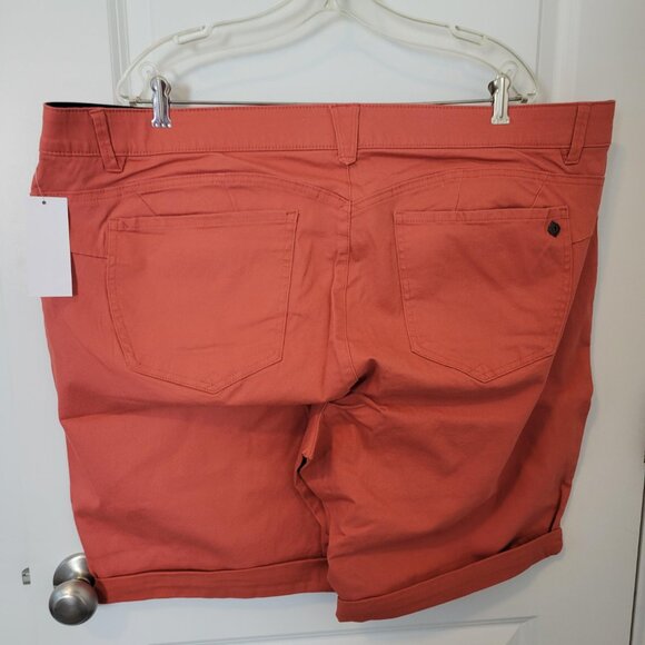 Democracy Jeans Women's Ab Solution Twill Shorts Cuffed Salmon Orange NWT 24W - Picture 4 of 6